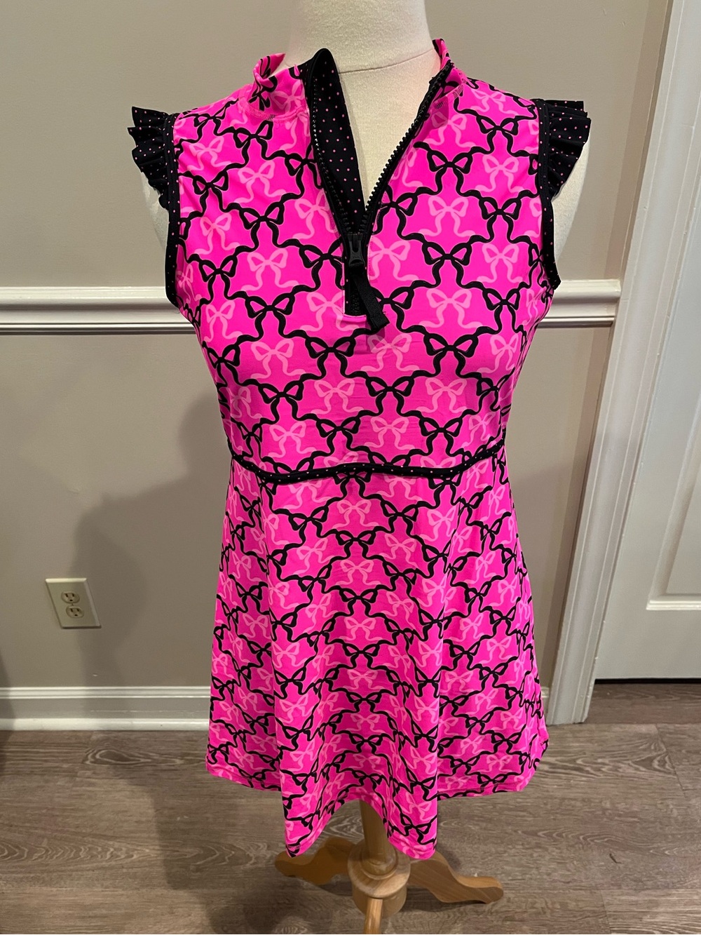 Women’s Ruffle Butts Bow Neon Swim Dress NWT